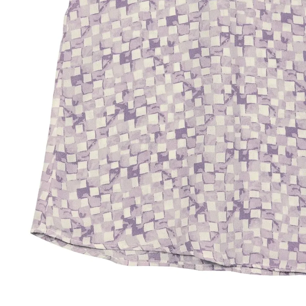 Maurices Women's Flutter Sleeve Blouse Purple Lavender Checkered V Neck Medium - Picture 5 of 8